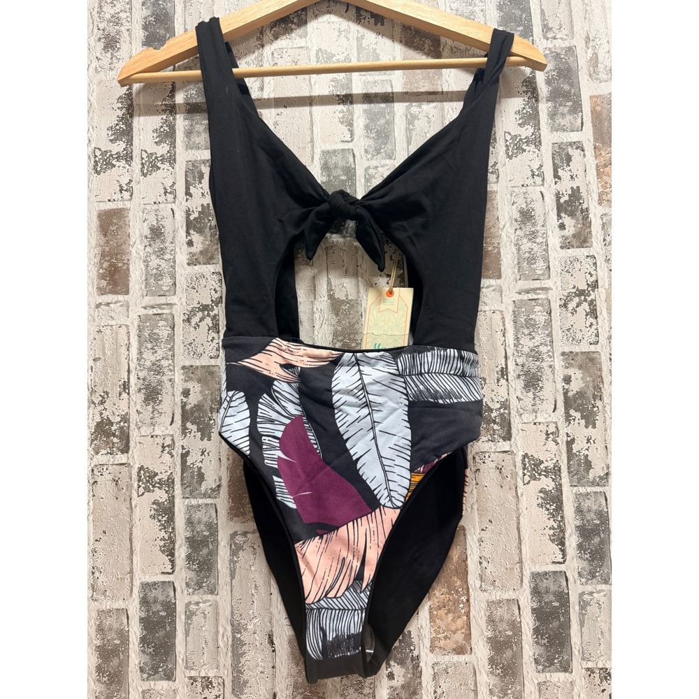 Maaji One Piece Swimsuit Womens Medium Black Tropical NWT